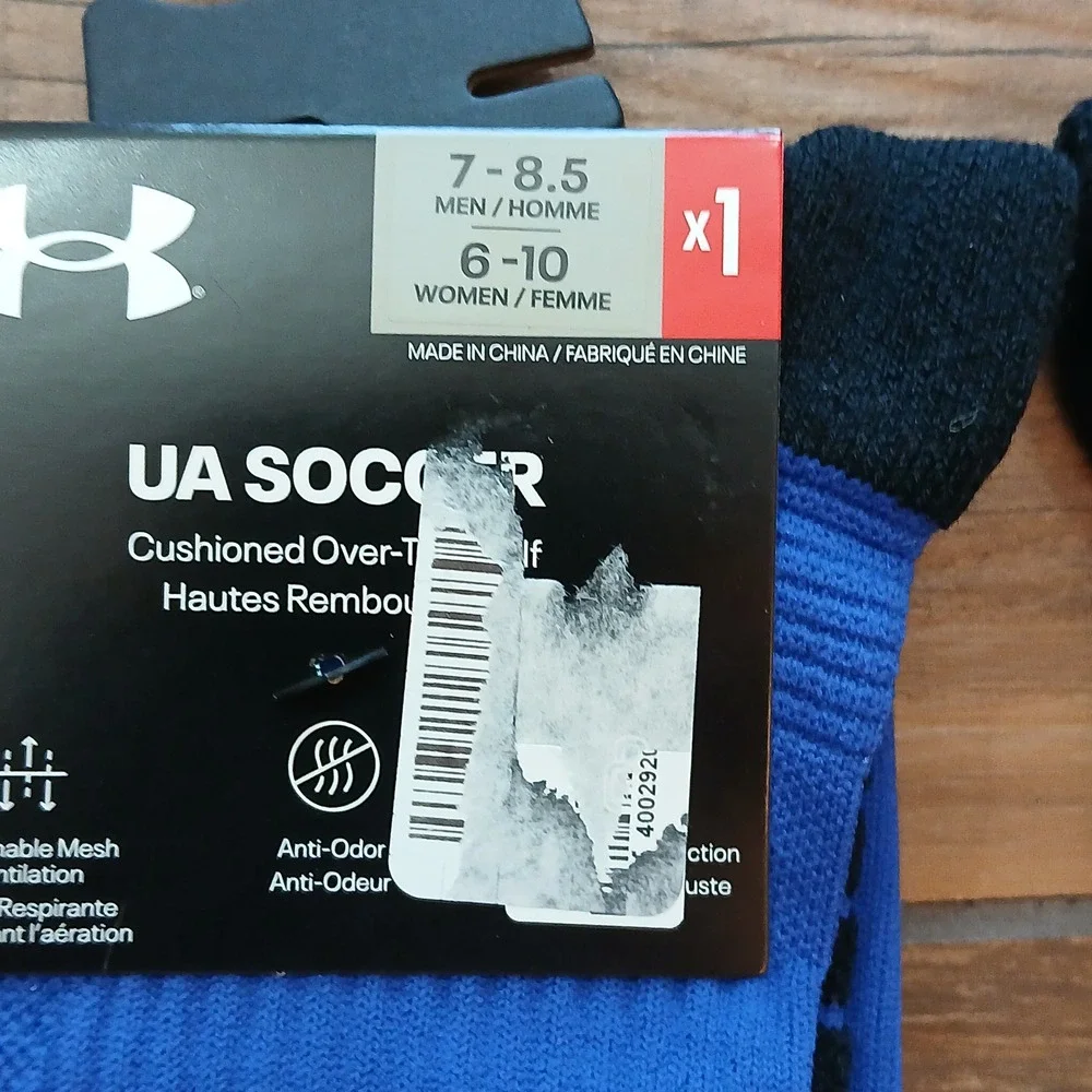 Under Armour UA Soccer Cushioned Over The Calf Socks Men's Size 7-8.5 Blue Lot 2